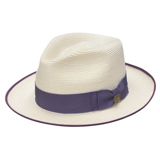 Dobbs Bradshaw Milan Straw Hat in Ivory/Purple