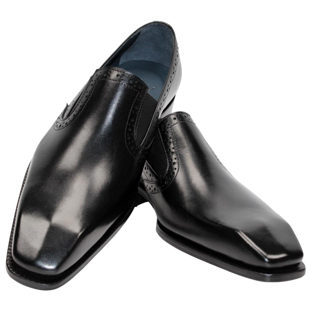 DUCA Paliano Black Italian Leather Slip-On Loafers for Men