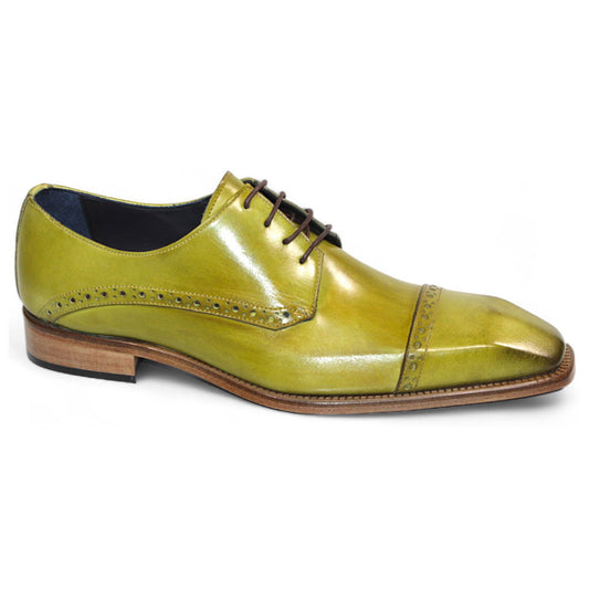 Duca Lombardi Men's Olive Calf-Skin Leather Oxfords Shoes