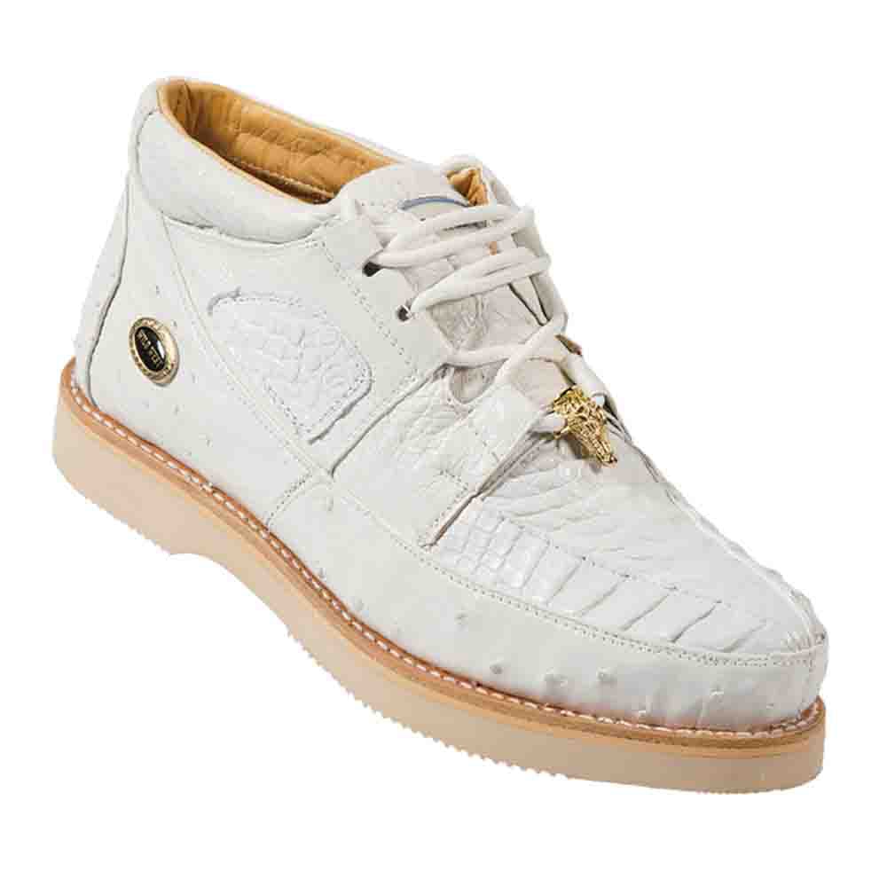 Wild West White Caiman With Ostrich Mens Casual Sneaker