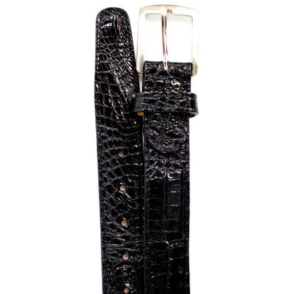 Belvedere Men's Black Crocodile Belt