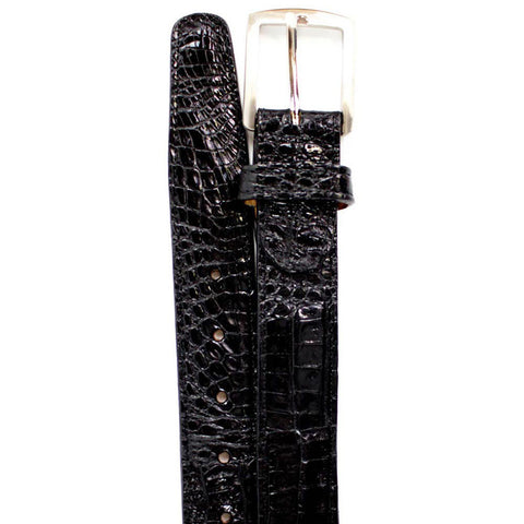 Belvedere Men's Black Crocodile Belt