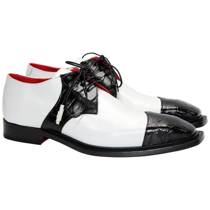 Fennix of Italy Genuine Alligator Skin LANDON 2 Black/White Shoes (US Men Size)