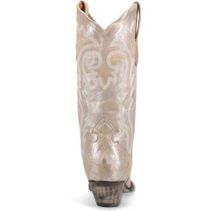 Dan Post Women Frost Bite Silver Glacial Finish 12” Snip Toe Cowboy Boot