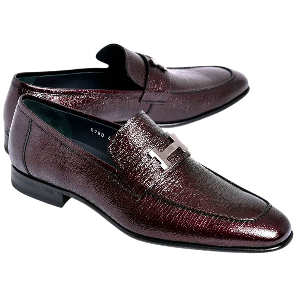 Corrente Burgundy Vita Calfskin H Buckle Loafer for Men