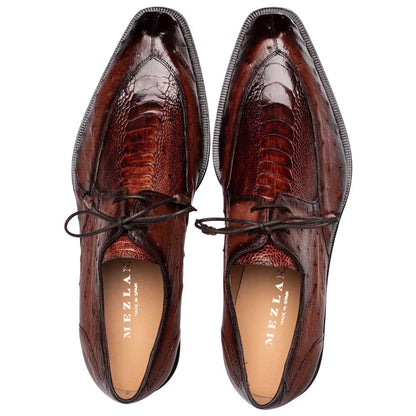 Mezlan Cerler Men's Tabac/Rugger Ostrich Split-Toe Derby - Handmade in Spain
