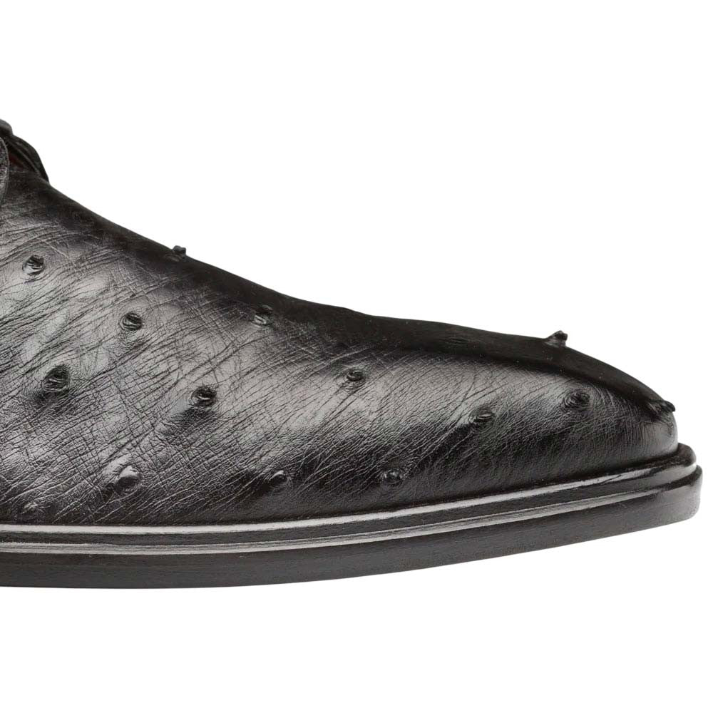 Mezlan Men's Tillson Exotic Ostrich Blucher in Black