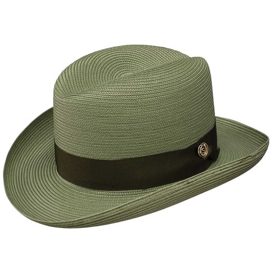 Stetson El Dorado Olive Florentine Milan Straw Homburg Hat