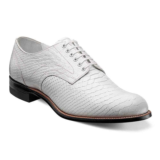 Stacy Adams Men's Madison White Anaconda Print Plain Toe Oxford