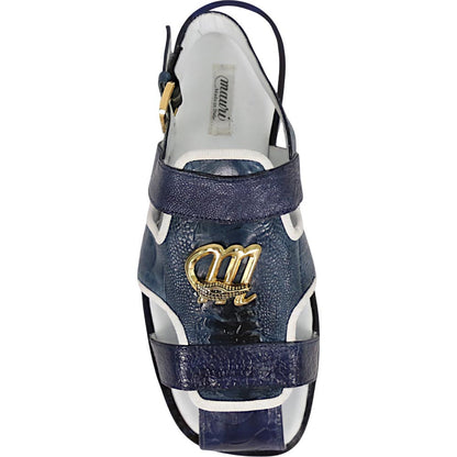 Mauri Jamaica Men's Wonder Blue Multi Exotic Ostrich Leg Sandal