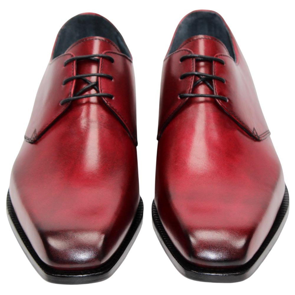 DUCA Sermoneta Antique Red Men's Italian Calf Leather Derby Dress Shoes