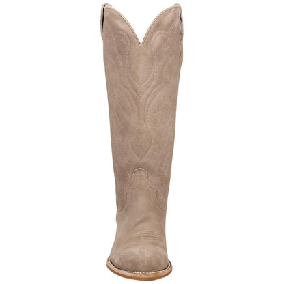 Dan Post Neon Prairie Women's Taupe Suede Leather Western Boot - 15" Shaft, Narrow J Toe