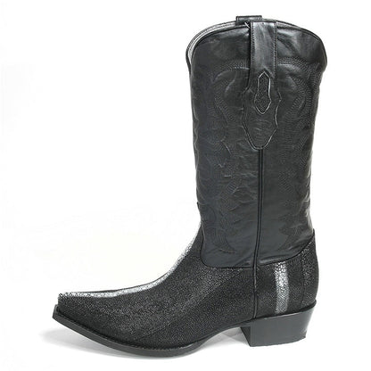 Los Altos Black Snip Toe Genuine Stingray - shoeclassix.com