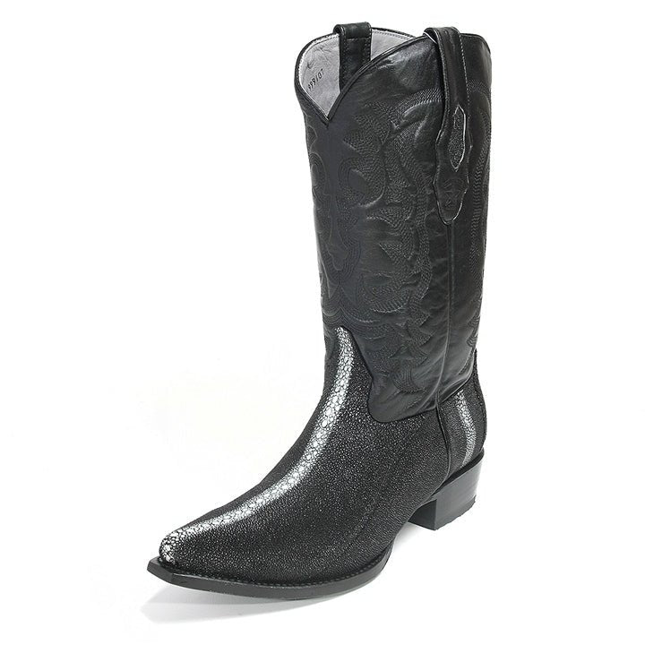 Los Altos Black Snip Toe Genuine Stingray - shoeclassix.com