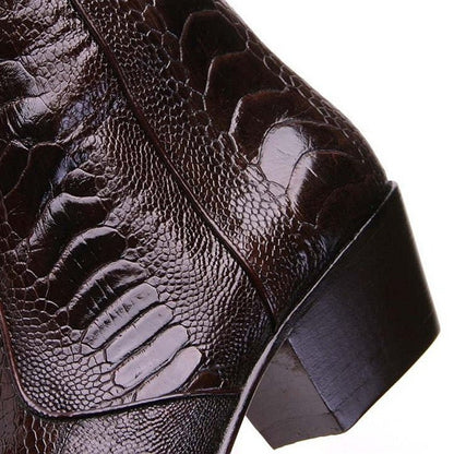 Los Altos Brown Genuine Ostrich Paw Dress Boot - shoeclassix.com