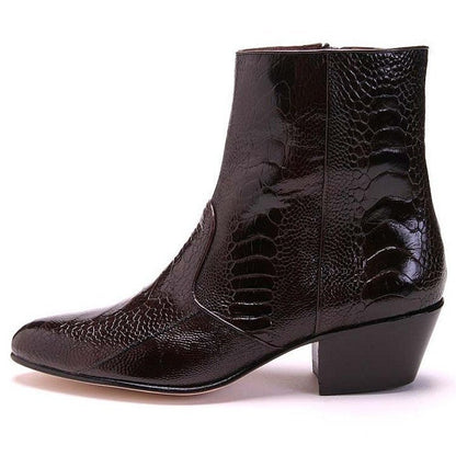 Los Altos Brown Genuine Ostrich Paw Dress Boot - shoeclassix.com