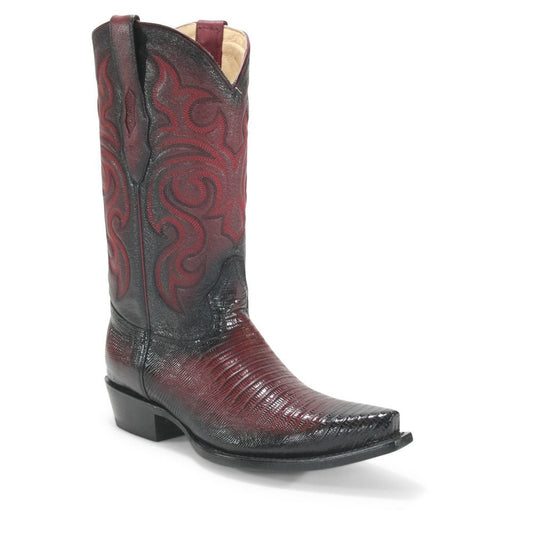 Los Altos Burgundy Teju Lizard Snip Toe Boots - shoeclassix.com