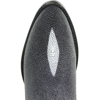 Los Altos Exotic Black Boots Genuine Stingray Skin - shoeclassix.com