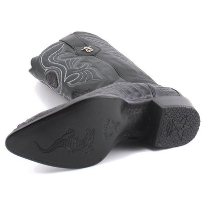 Los Altos Men's Black Genuine Caiman Hornback Boots - shoeclassix.com