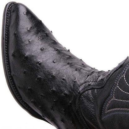 Los Altos Men's Black Genuine Full Quill Ostrich Boots - shoeclassix.com