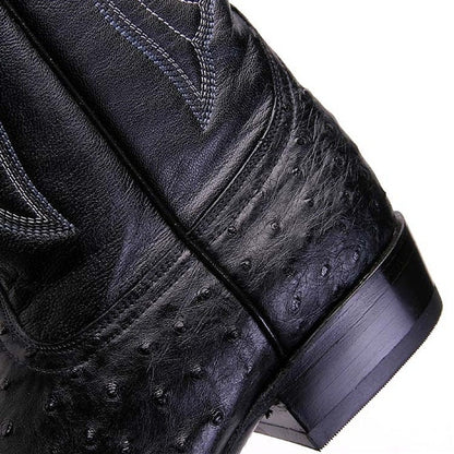 Los Altos Men's Black Genuine Full Quill Ostrich Boots - shoeclassix.com