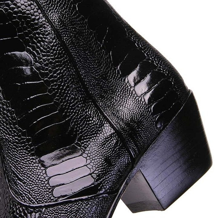 Los Altos Mens Black Genuine Ostrich Leg Leather Ankle Boots - shoeclassix.com