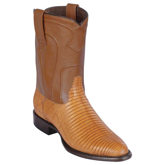 Los Altos Mens Genuine Lizard Teju Skin Saddle Roper Round Toe Boot - shoeclassix.com