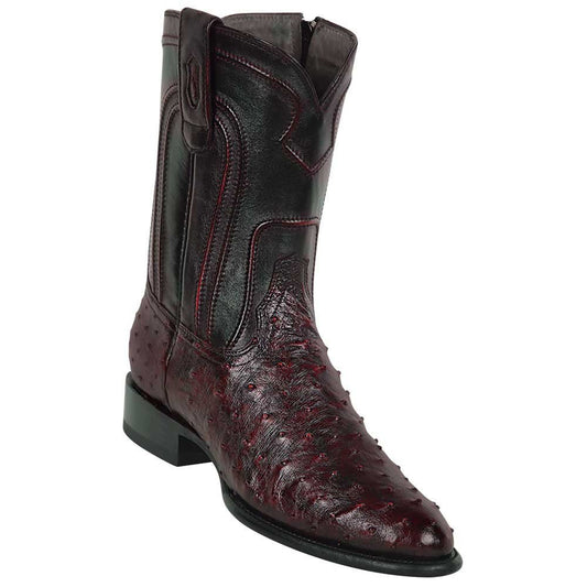 Los Altos Men’s Genuine Ostrich Brown Roper Toe Boots - shoeclassix.com