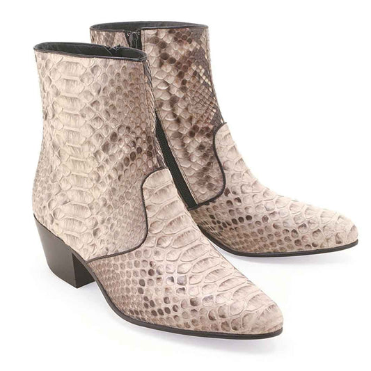 Los Altos Men's Natural Genuine Python Snakeskin Leather Ankle Boots - shoeclassix.com