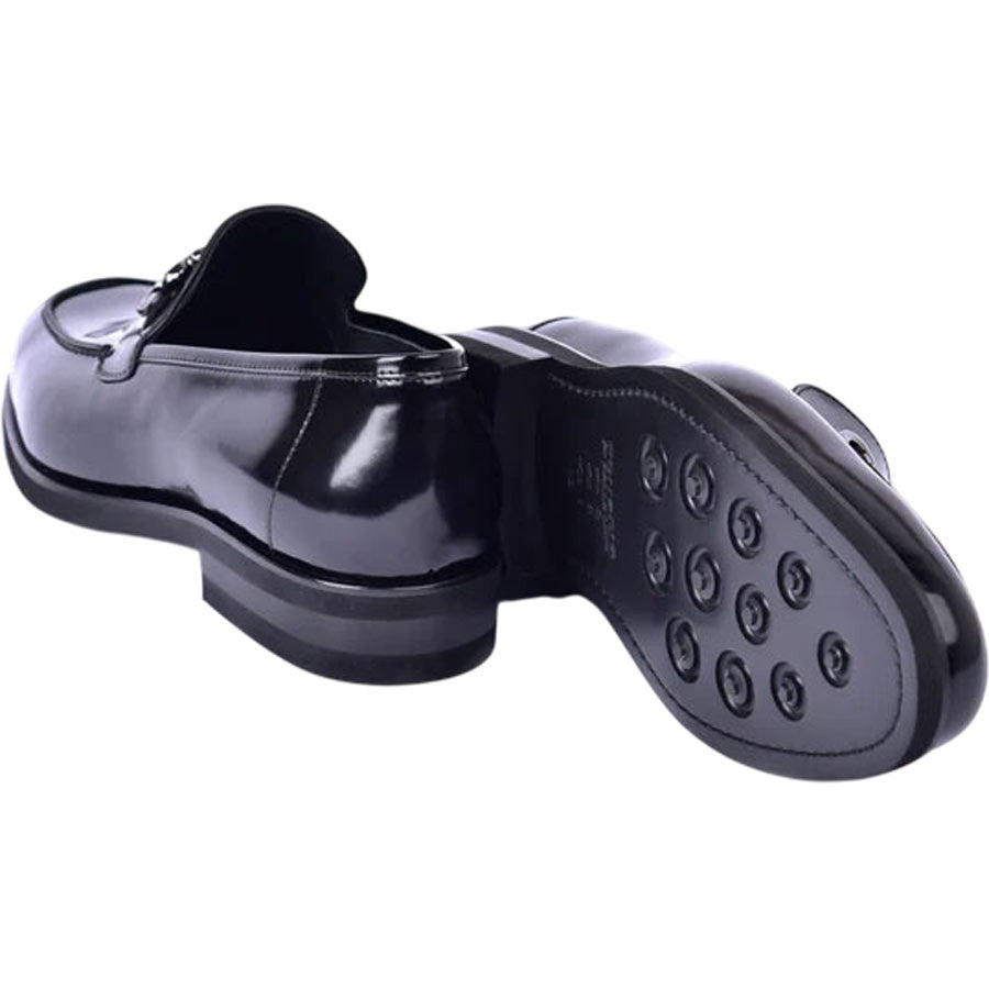 Men’s Glossy Finish Black Low Cut Buckle Round Toe Loafer By Corrente - shoeclassix.com