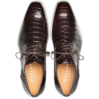 Mezlan Men's Genuine Alligator Brown Derby Lace - Up Shoes - shoeclassix.com