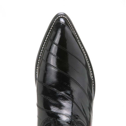 Wild West Black Genuine Eel Skin Boots - shoeclassix.com