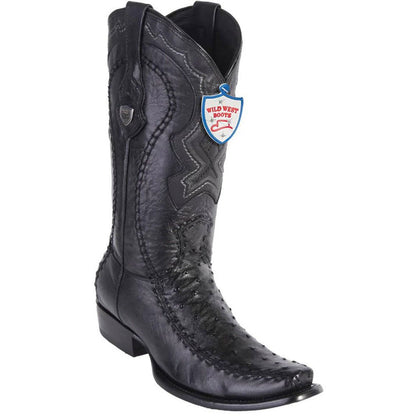 Wild West Black Genuine Ostrich & Leather Boots - shoeclassix.com