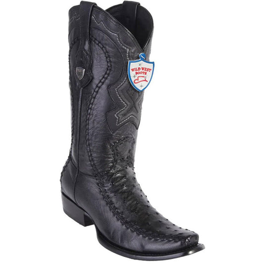 Wild West Black Genuine Ostrich & Leather Boots - shoeclassix.com