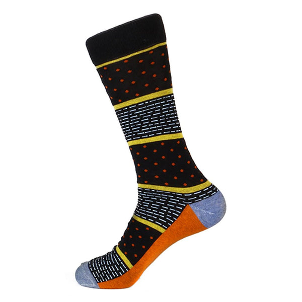 Steven Land Black Multi Dots and Dashes Pattern Men's Socks