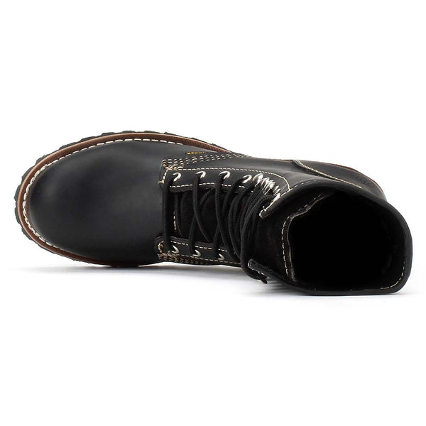 Bonanza Black Full-Grain Oiled Leather Logger Boot
