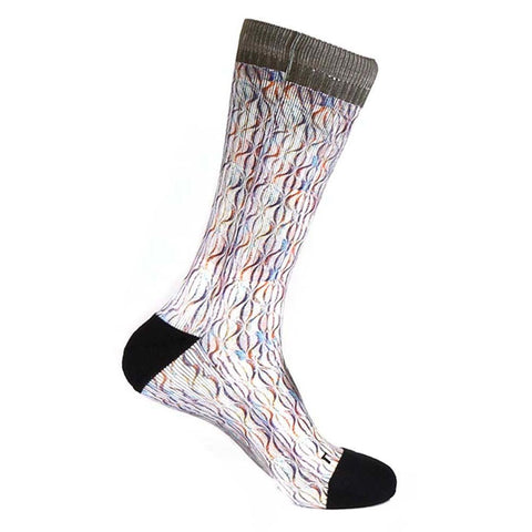 Steven Land Paisley Sublimation Pattern Brown Multi Cotton Nylon Spandex Men's Socks