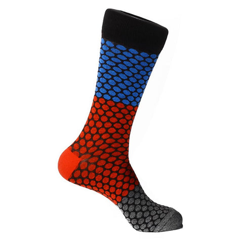 Steven Land Black Multi Honeycomb Printed Pattern Men's Socks