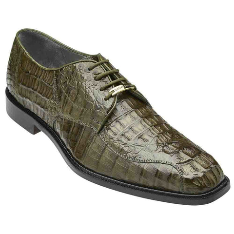 Belvedere Chapo Olive Genuine Hornback Crocodile Men's Dress Shoe