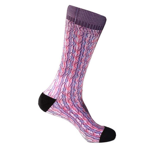 Steven Land Paisley Sublimation Pattern Purple Multi Cotton Nylon Spandex Men's Socks