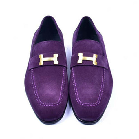 Corrente Purple Suede Loafers for Men