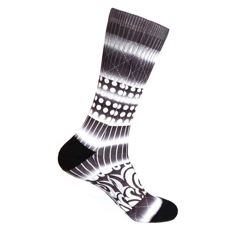 Steven Land Printed Pattern Black Multi Cotton Nylon Spandex Men's Socks