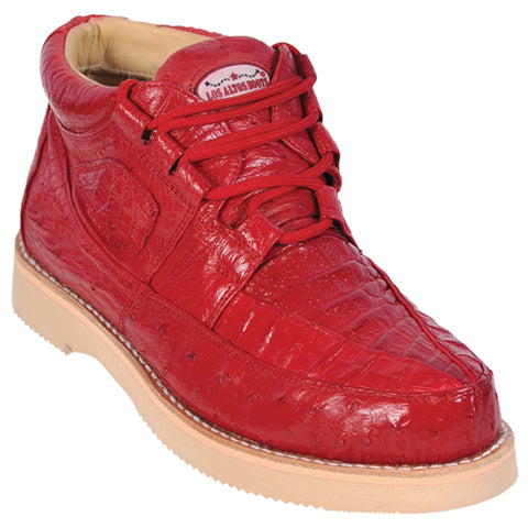 Los Altos Red Caiman & Ostrich Skin Casual Sneakers
