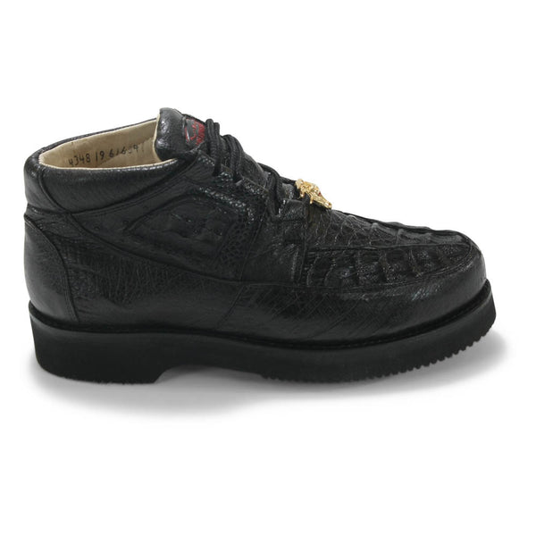 Los Altos Black Caiman Belly & Ostrich Casual Shoes