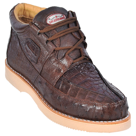 Los Altos Brown Caiman & Ostrich Skin Casual Sneakers
