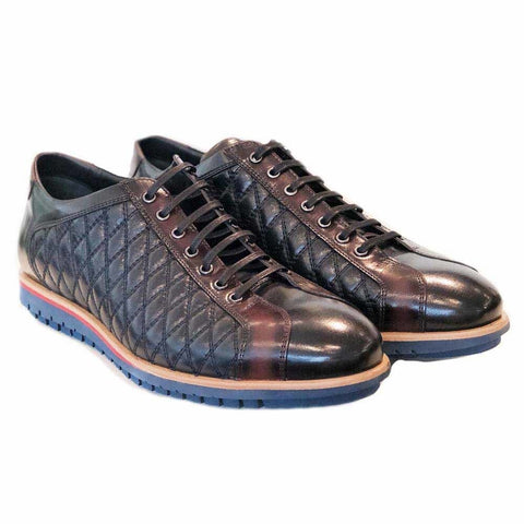 Corrente Navy & Brown Leather Men’s Fashion Sneakers