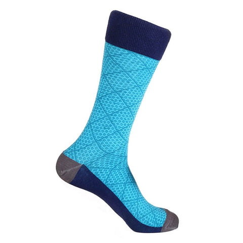 Steven Land Teal Multi Classic Plaid Pattern Men's Socks