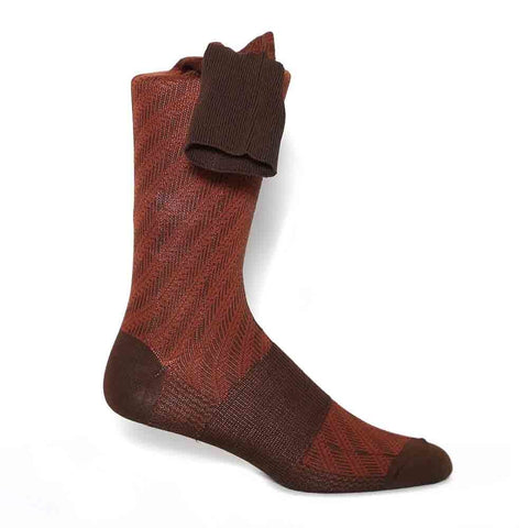 Johnston & Murphy Maroon Stripped Pattern Calf Length Men's Socks