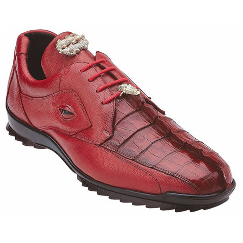 Belvedere Vasco Red Crocodile & Soft Calfskin Sneakers