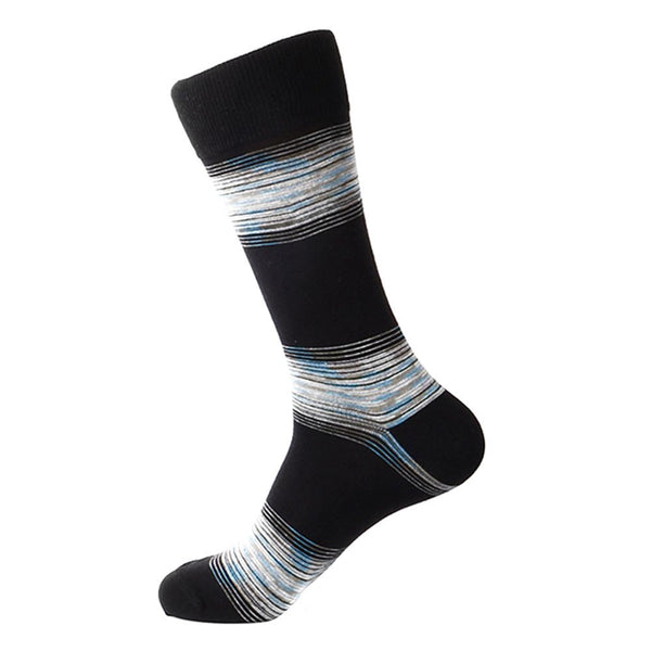 Steven Land Black Multi Linear Waves Printed Pattern Men's Socks